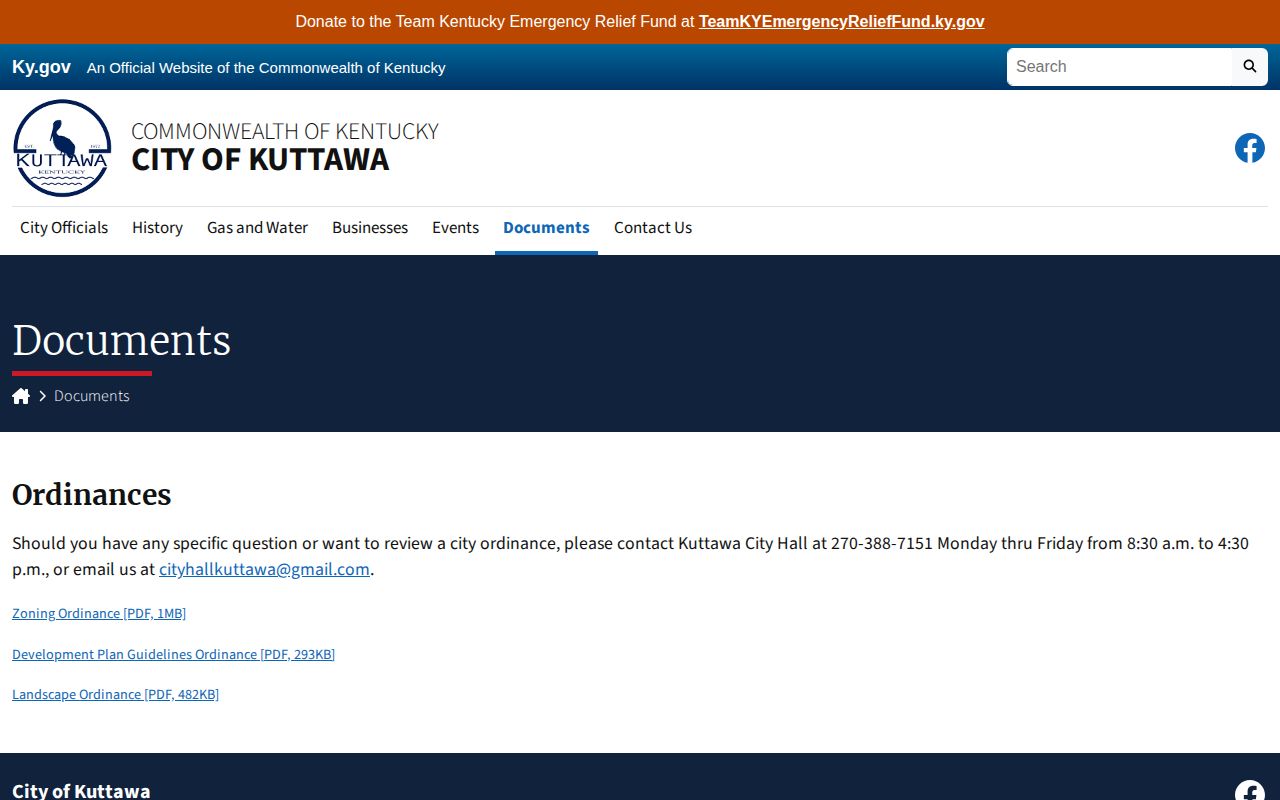 Kuttawa municipal documents and arrest record routing page